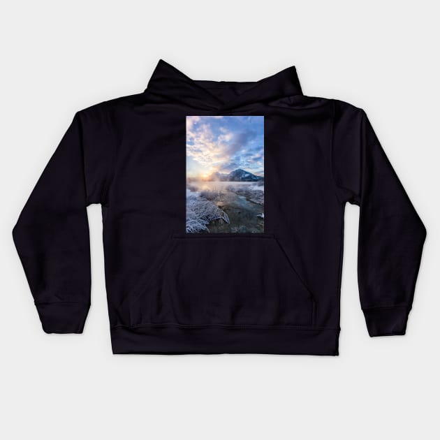 A Sunrise Through the Steam Kids Hoodie by krepsher